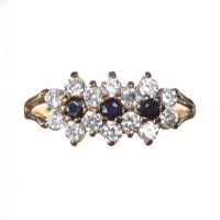 9CT GOLD SAPPHIRE AND DIAMANT CLUSTER RING at Ross's Online Art Auctions