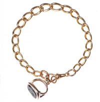 9CT GOLD LINK BRACELET AND FOB at Ross's Online Art Auctions