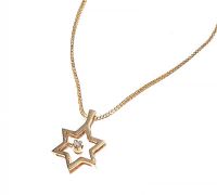 9CT GOLD AND DIAMOND STAR PENDANT AND CHAIN at Ross's Online Art Auctions