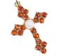 9CT GOLD GARNET AND PEARL CROSS at Ross's Online Art Auctions