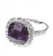 18CT WHITE GOLD AMETHYST AND DIAMOND CLUSTER RING at Ross's Online Art Auctions