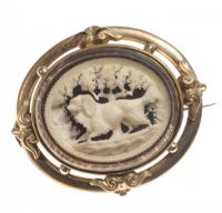 OVAL CAMEO BROOCH WITH WORKING DOG at Ross's Online Art Auctions