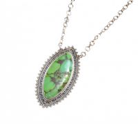 STERLING SILVER NECKLACE WITH GREEN STONE at Ross's Online Art Auctions