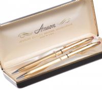 ANSON GOLD PLATED TWIN PROPELLING PENCIL AND PEN SET at Ross's Online Art Auctions
