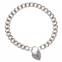 STERLING SILVER CURB LINK BRACELET WITH PADLOCK CLASP at Ross's Online Art Auctions