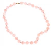 KNOTTED STRING OF ROSE QUARTZ BEADS at Ross's Online Art Auctions
