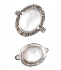 A PAIR OF SILVER AND MOTHER OF PEARL RINGS at Ross's Online Art Auctions