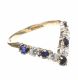 9CT GOLD SAPPHIRE AND CRYSTAL WISHBONE RING at Ross's Online Art Auctions
