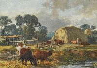 CATTLE FEEDING by Alfred Grey at Ross's Online Art Auctions