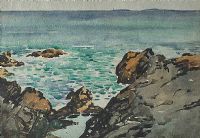 ROCKS ON THE ANTRIM COAST by James Stanley Prosser RUA at Ross's Online Art Auctions