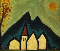 CHURCH AT THE FOOT OF THE MOUNTAINS by Markey Robinson at Ross's Online Art Auctions