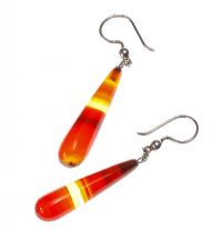 VICTORIAN SILVER AND CARNELIAN DROP EARRINGS at Ross's Online Art Auctions