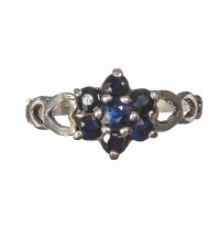 SILVER AND DARK BLUE STONE CLUSTER RING at Ross's Online Art Auctions