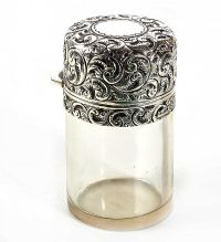 STERLING SILVER AND CRYSTAL TOILET JAR at Ross's Online Art Auctions