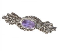 STERLING SILVER AMETHYST AND MARCASITE BROOCH at Ross's Online Art Auctions