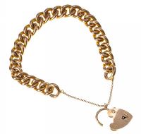 9CT ROSE GOLD CURB LINK BRACELET WITH PADLOCK CLASP at Ross's Online Art Auctions