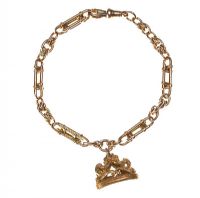 9CT ROSE GOLD CHAIN AND GOLD PLATED FOB at Ross's Online Art Auctions