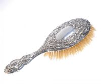 STERLING SILVER AND NATURAL BRISTLE HAIR BRUSH at Ross's Online Art Auctions
