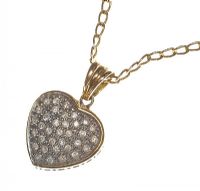 9CT GOLD AND DIAMOND HEART PENDANT AND CHAIN at Ross's Online Art Auctions