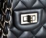 QUILTED BLACK LEATHER HANDBAG IN THE STYLE OF CHANEL at Ross's Online Art Auctions