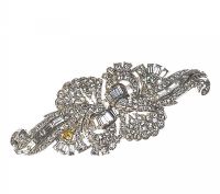 1930's WHITE METAL AND CRYSTAL DUET BROOCH at Ross's Online Art Auctions
