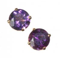 14CT GOLD AND AMETHYST STUD EARRINGS at Ross's Online Art Auctions