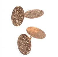 9CT ROSE GOLD ENGRAVED CUFFLINKS at Ross's Online Art Auctions