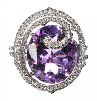 18CT WHITE GOLD AMETHYST AND DIAMOND RING at Ross's Online Art Auctions