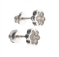 18CT WHITE GOLD AND DIAMOND FLORAL CLUSTER EARRINGS at Ross's Online Art Auctions