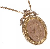 GOLD PLATED ENGRAVED LOCKET AND 9CT GOLD CHAIN at Ross's Online Art Auctions
