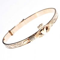 9CT GOLD ENGRAVED CLADDAGH CHILD'S BANGLE at Ross's Online Art Auctions
