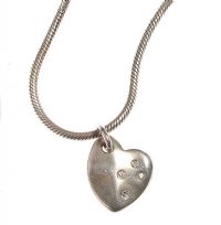 STERLING SILVER AND DIAMOND HEART-SHAPED PENDANT AND CHAIN BY THE DESIGNER JOHN ROCHA at Ross's Online Art Auctions