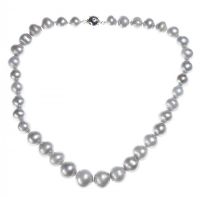 STRAND OF GREY FRESHWATER CULTURED PEARLS WITH STERLING SILVER AND CRYSTAL CLASP at Ross's Online Art Auctions