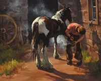 SHOEING THE SKEWBALD by Donal McNaughton at Ross's Online Art Auctions