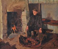 LOBSTER MAN, DOWNINGS, DONEGAL by Robert Taylor Carson RUA at Ross's Online Art Auctions