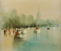 BOATING ON THE RIVER by Anthony Klitz at Ross's Online Art Auctions