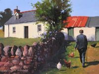 CHICKENS IN THE FARMYARD by Gregory Moore at Ross's Online Art Auctions