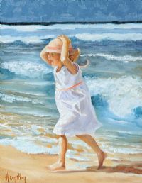 GIRL ON THE BEACH by Ken Hamilton at Ross's Online Art Auctions