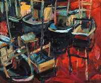 FISHING BOATS IN A HARBOUR by Colin Davidson RUA at Ross's Online Art Auctions