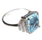 18CT WHITE GOLD AQUAMARINE AND DIAMOND RING IN THE STYLE OF ART DECO at Ross's Online Art Auctions