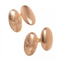 15CT GOLD CHAIN LINK CUFFLINKS at Ross's Online Art Auctions