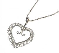 STERLING SILVER HEART-SHAPED PENDANT AND CHAIN at Ross's Online Art Auctions