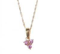 9CT GOLD AND PINK SAPPHIRE PENDANT AND CHAIN at Ross's Online Art Auctions
