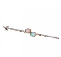 9CT GOLD AND OPAL BAR BROOCH at Ross's Online Art Auctions