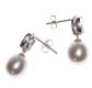 STERLING SILVER AQUAMARINE AND GREY FRESHWATER PEARL DROP EARRINGS at Ross's Online Art Auctions