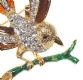 GOLD-COLOURED METAL ENAMEL AND CRYSTAL BIRD BROOCH at Ross's Online Art Auctions