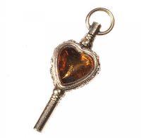 ANTIQUE ROLLED GOLD WATCH FOB KEY SET WITH CITRINE AND BLOODSTONE at Ross's Online Art Auctions
