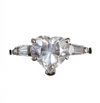 STERLING SILVER AND CUBIC ZIRCONIA HEART-SHAPED RING at Ross's Online Art Auctions