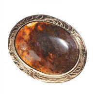 9CT GOLD AND CARNELIAN BROOCH at Ross's Online Art Auctions