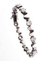 STERLING SILVER AND CRYSTAL FANCY LINK BRACELET at Ross's Online Art Auctions